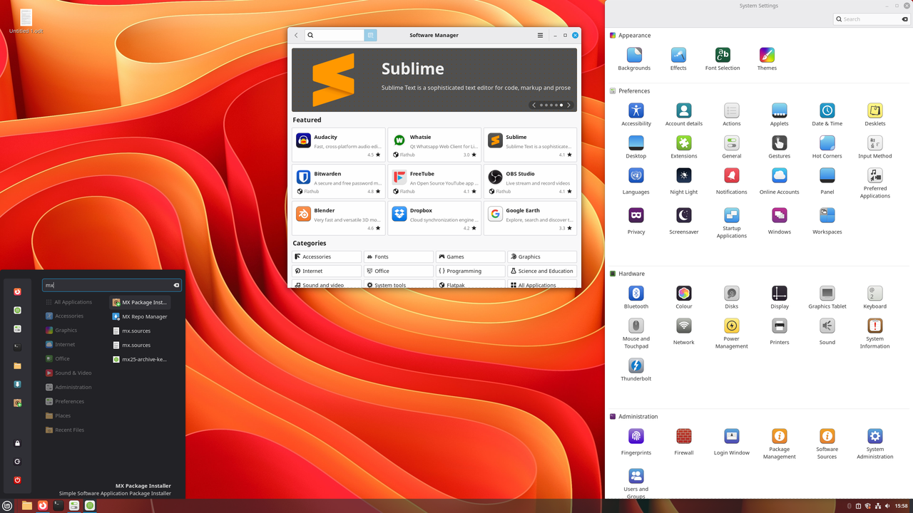 LMDE 7 Classic Menu Software Manager System Settings 260118