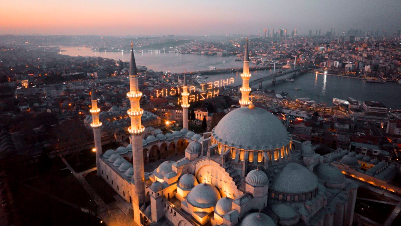 Early morning view of Hagia Sophia with golden sunlight