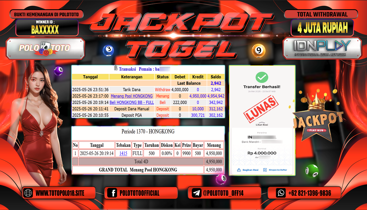 POLOTOTO JACKPOT TOGEL HONGKONG LOTTO Rp.4.000.000,-