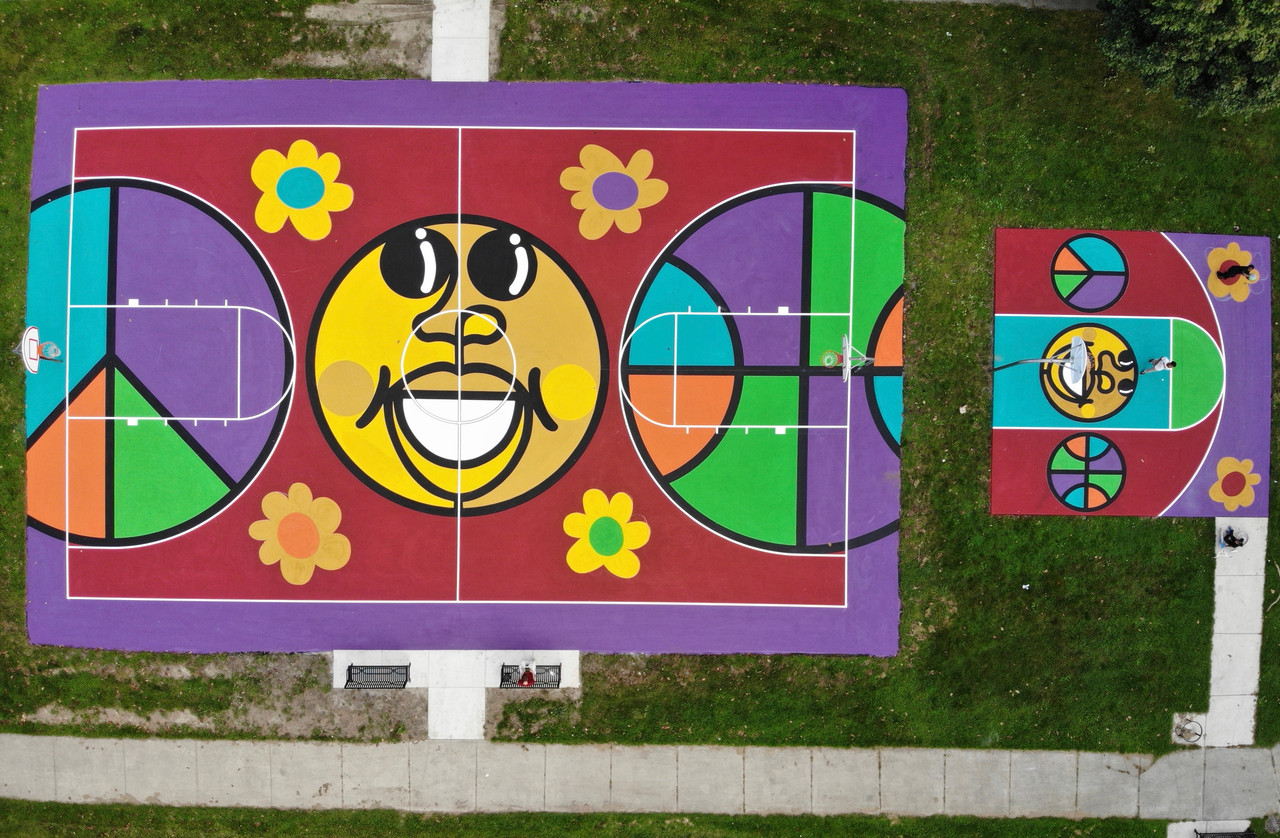 Smile Courts aerial view — Monroe Street Midway Detroit 2021