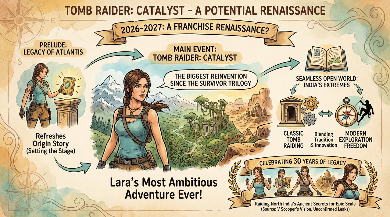 Tomb Raider Catalyst Leak Hints at Lara Croft's First TRUE Open World Adventure 1 Mountain climber scaling rocky peak with dramatic cloudy sky