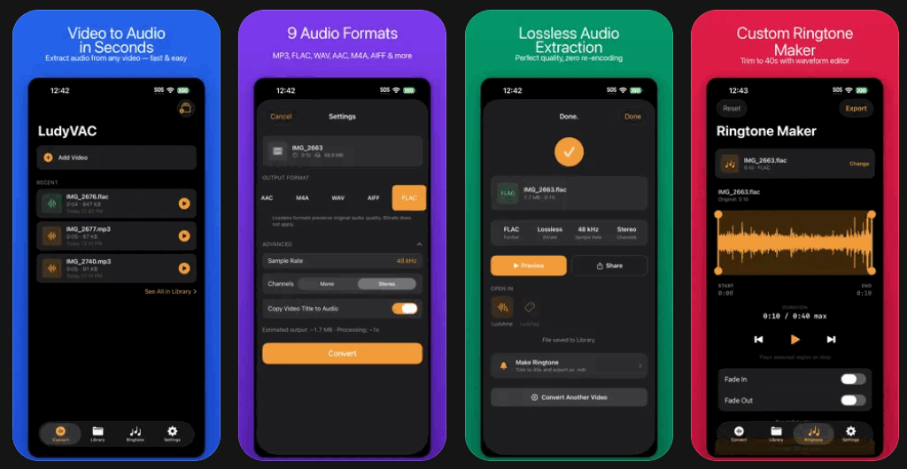 Ứng dụng LudyVAC chuyển đổi video sang âm thanh