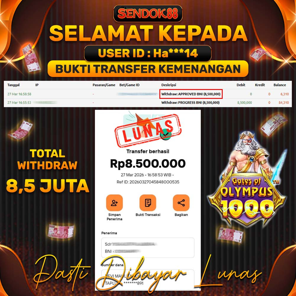 SENDOK88 JEPE! GATES OF OLYMPUS 1000 Rp 8.500.000,- LUNAS!
