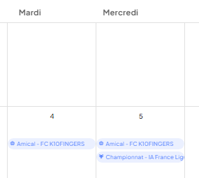 Bug Calendrier