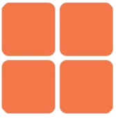 Orange Kitchens logo with four orange squares