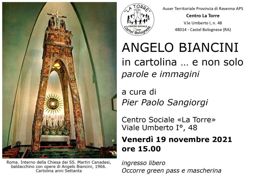 Angelo Biancini in cartolina… e non solo: parole e immagini, venerdì 19 novembre al Centro Sociale