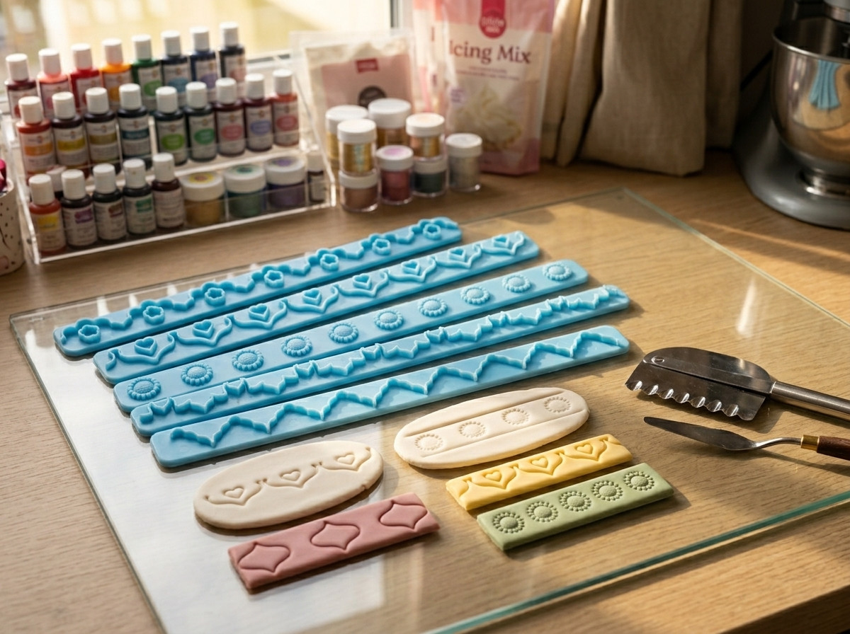 plantillas para arte ruso y repujado, Cenefas para marcar pasta de goma fondant