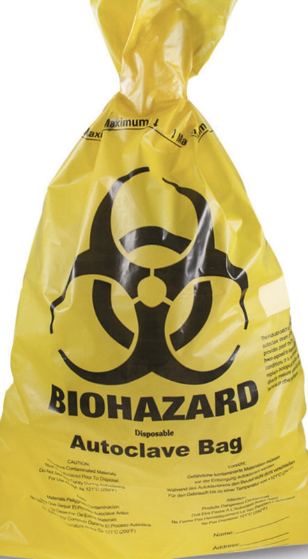 Autoclavable Yellow Biohazard bags, 100/pack, 65 cm W x 90 cm H