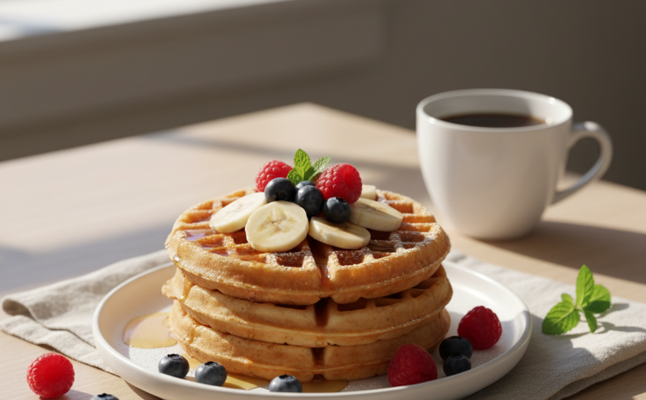 High protein waffles breakfast