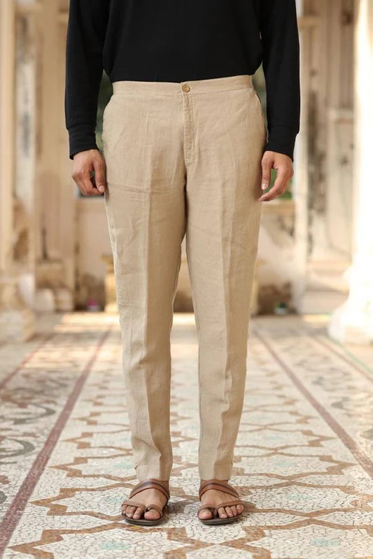 Linen Trousers for Men | Slim Fit, White & Black Linen Pants