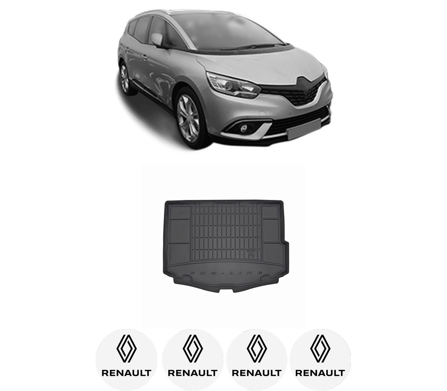Tavita Portbagaj RENAULT SCENIC IV (J9_) din 2016-2022, Protectie Portbagaj Auto, 4x Stickere auto cu RENAULT