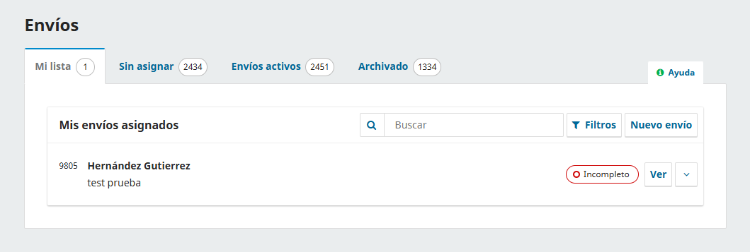 Gestión de envio