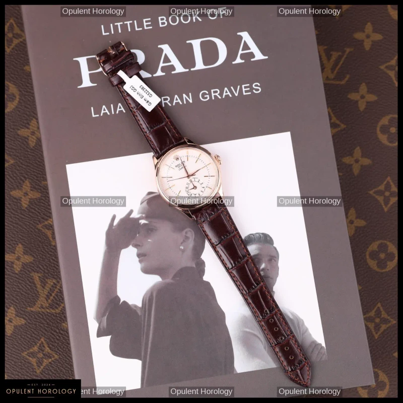 Rolex Cellini Dual Time 50525 White Dial 18K Gold Plated 39mm