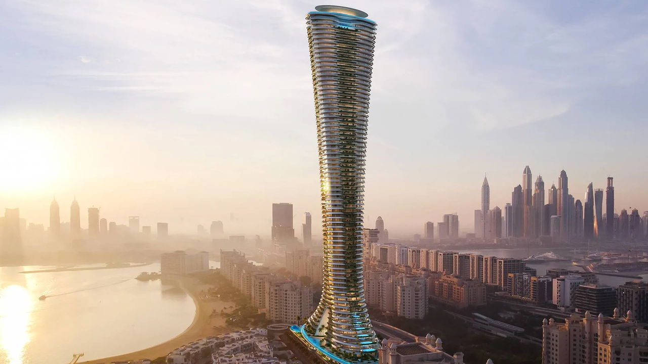 Como Residences Palm Jumeirah iconic luxury skyscraper by Nakheel Properties rising above the palm shoreline with panoramic sea views and ultra-luxury architecture – Distress Deal full-floor apartment opportunity in Dubai