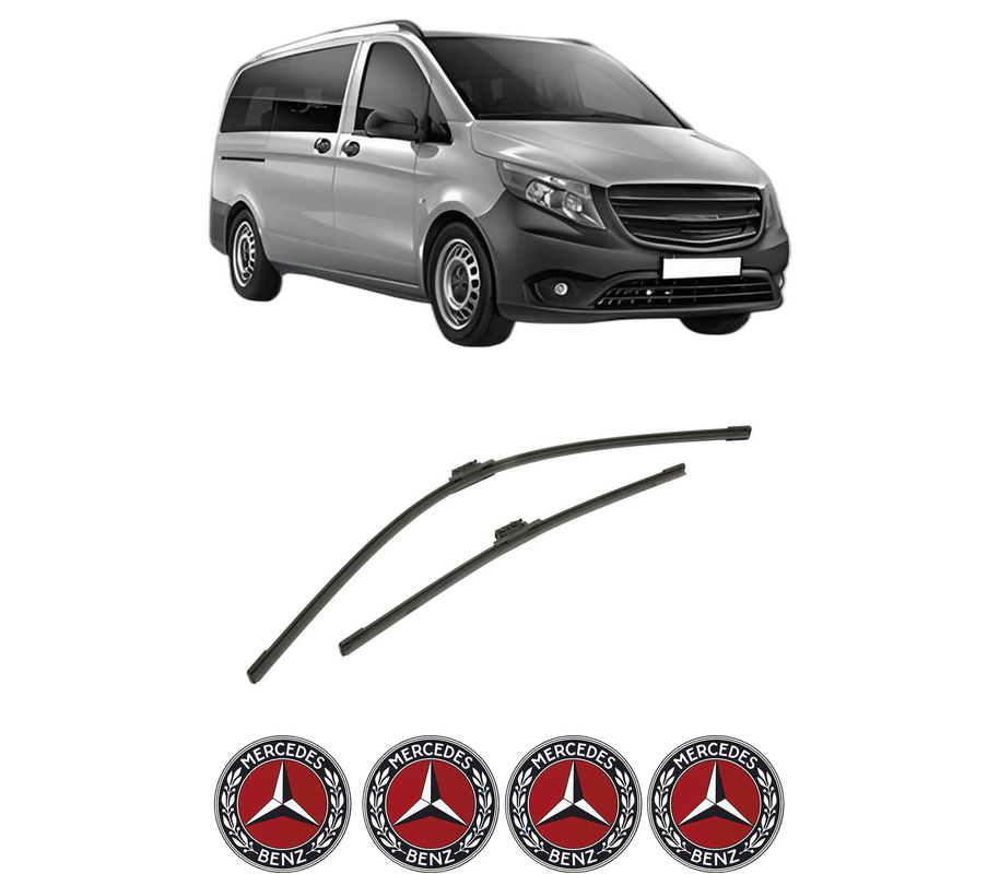 Set stergatoare auto MERCEDES-BENZ VITO Tourer (W447) din 2014-2021, pentru parbriz auto, 2 bucati, Bosch Aerotwin, din cauciuc siliconat rezistent, 4 Stickere Auto MERCEDES-BENZ