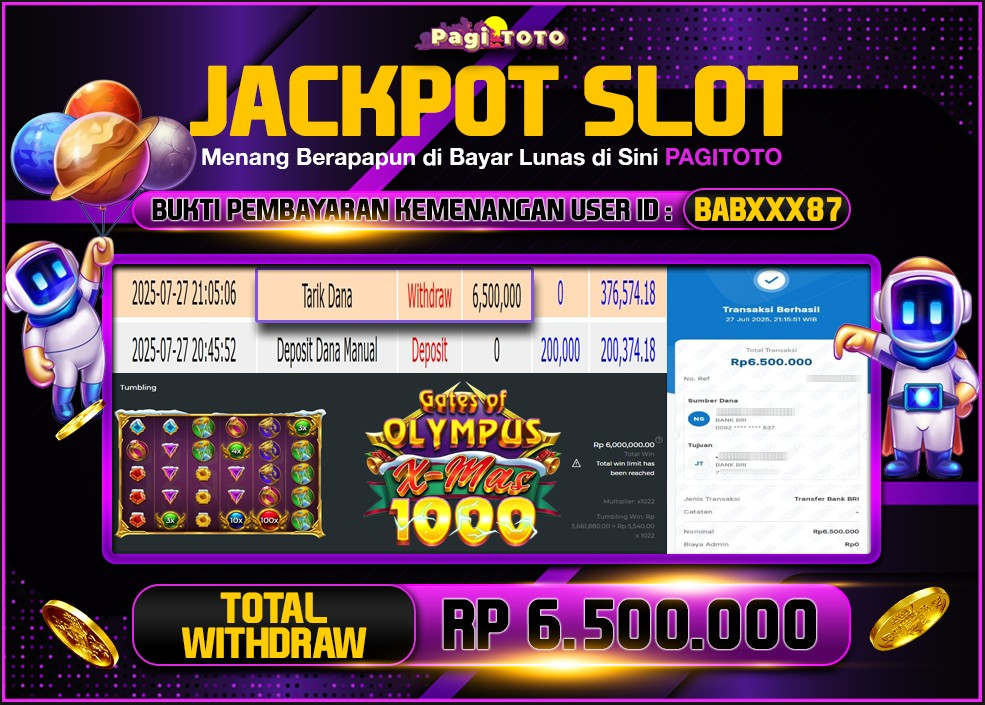 HAPPY JACKPOT MEMBER PAGITOTO SLOT GATES OF OLYMPUS X-MAS 1000 Rp 6.500.000-, - LUNAS