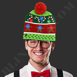 Christmas Bulb Light Up Beanie Hat