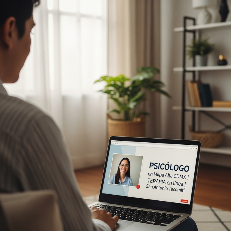 Persona en sesión de terapia en línea desde casa