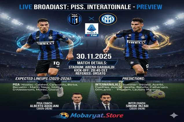 مواجهة بيزا وإنتر ميلان في الجولة 13 من الدوري الإيطالي