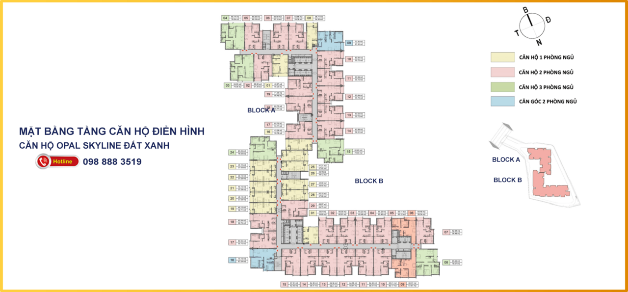 Mặt bằng căn hộ điển hình dự án Opal Skyline Bình Dương