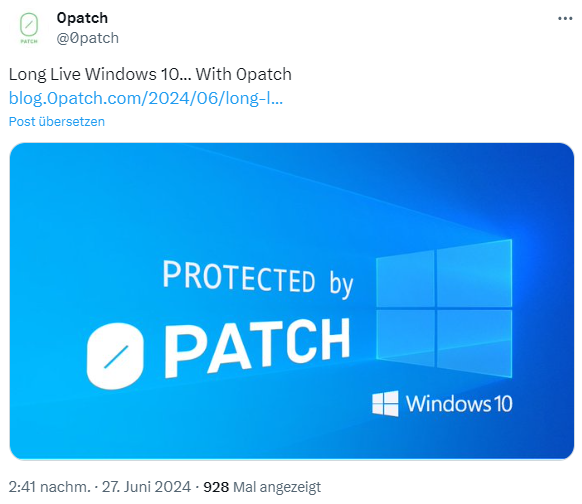 Windows 10 0patch support