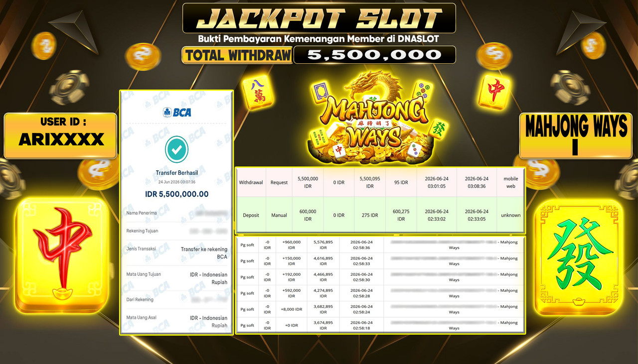 JACKPOT SLOT MAHJONG WAYS 1  24 JUNE 2026