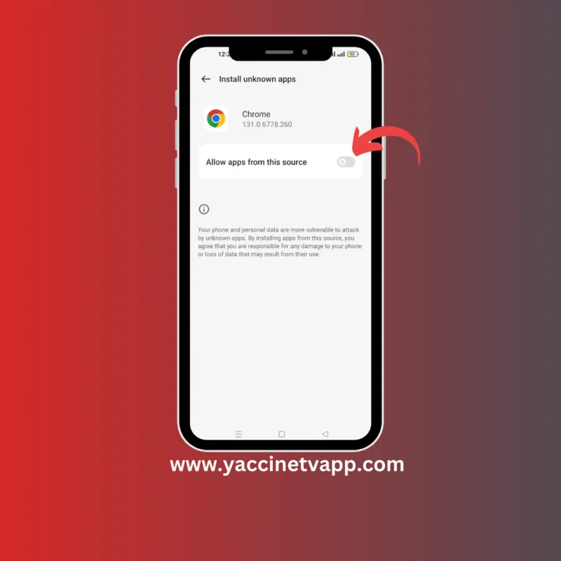 Allow unknown sources for Yacine TV