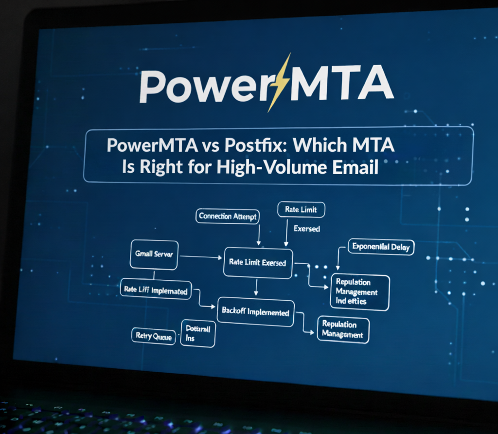 PowerMTA and Postfix mail server comparison diagram
