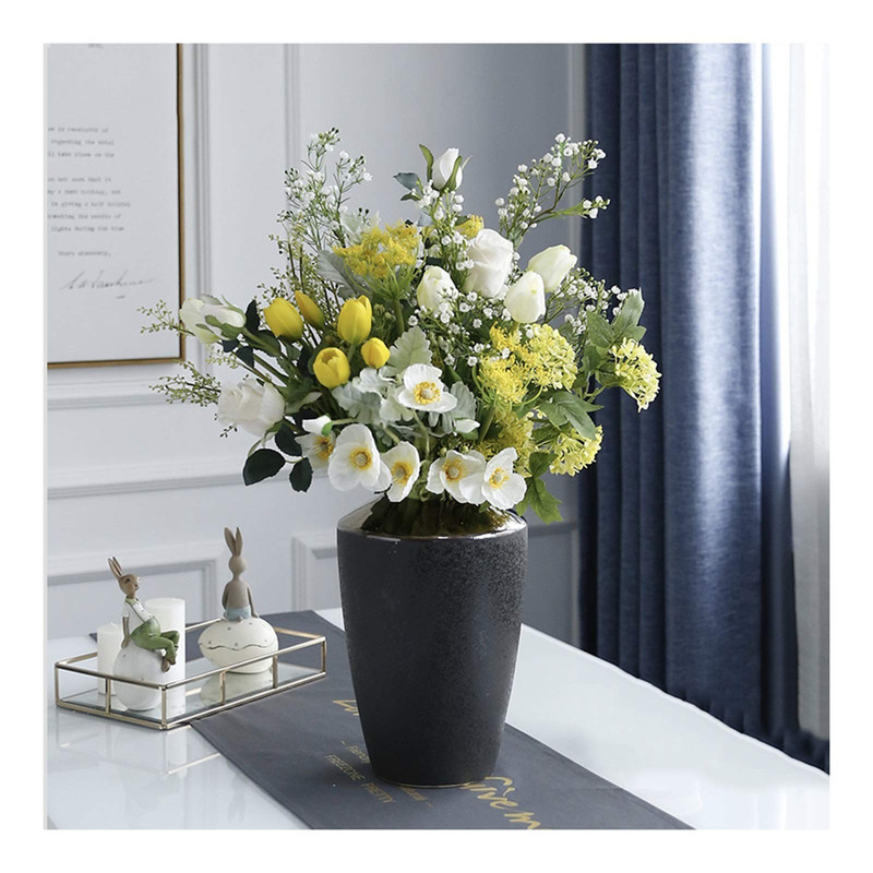 YYDS Vase Set Artificial Floral Table Centerpieces Faux Silk Flowers Arrangement Mix Flowers Bouque