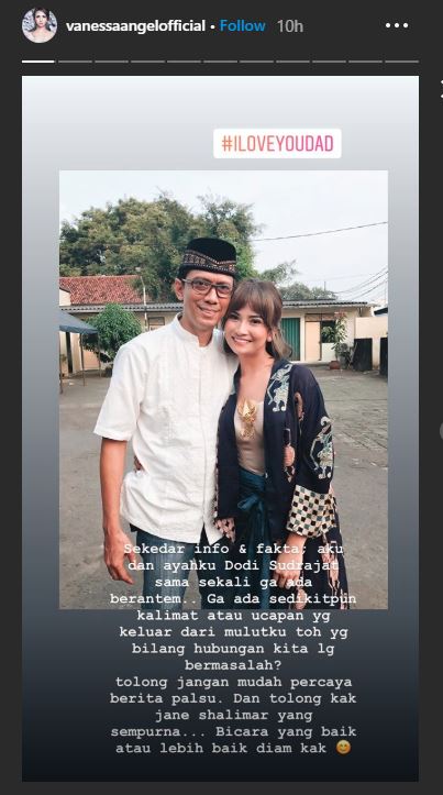 Klarifikasi Vanessa Angel soal hubungannya dengan sang ayah