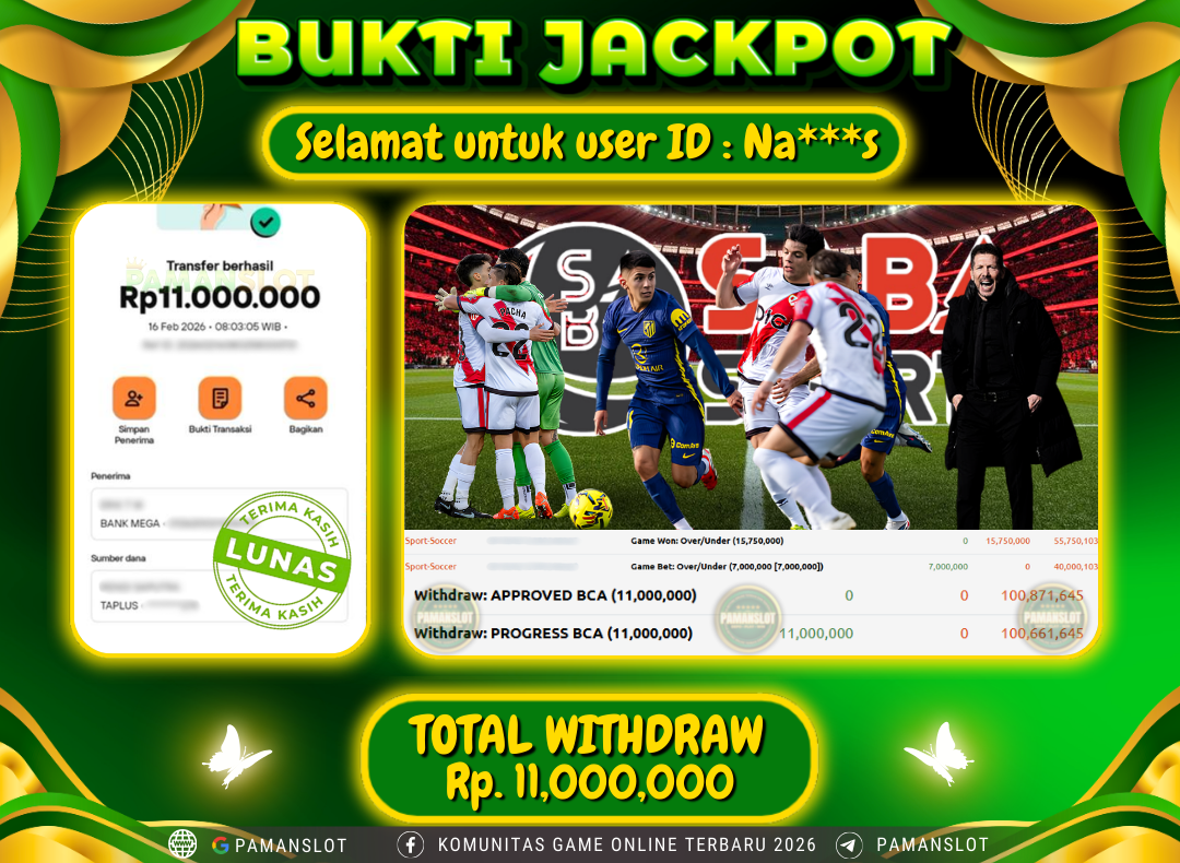 PAMANSLOT JACKPOT Game Saba Sport Rp.11,000,000- LUNAS