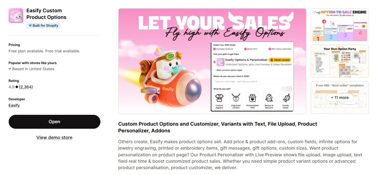 easify product options