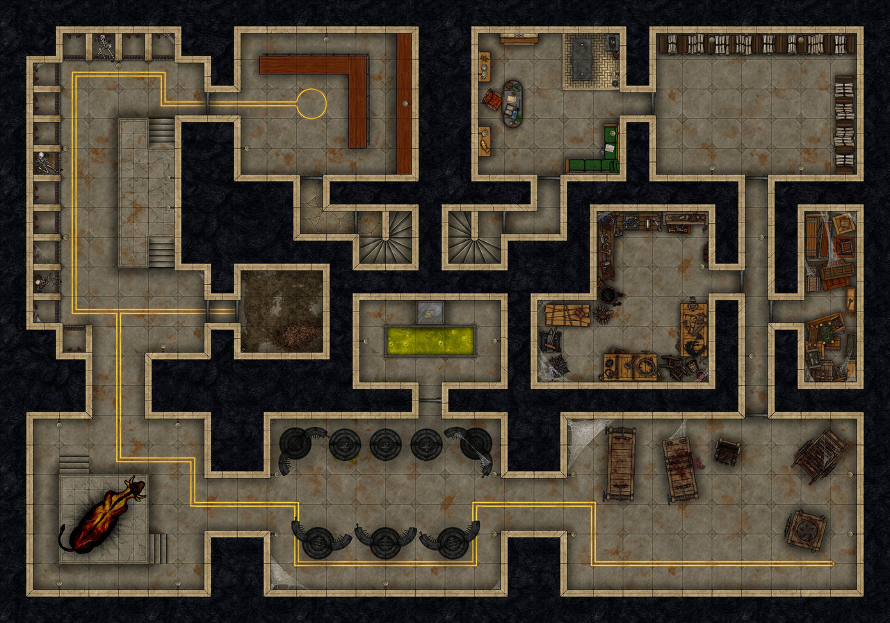 Dungeon Of Fiery Fury 30x21 Ground grid nolights