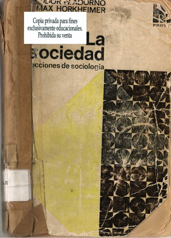 adorno y horkheimer lecciones de sociologa 1 638 - Lecciones de sociologia: La Sociedad -  Adorno & Horkheimer
