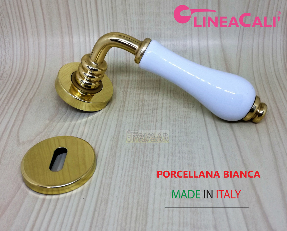 Maniglie Mobili Vintage 96mm - Ottone E Ceramica Bianca, Per Cucina E Armadi - Foto 3