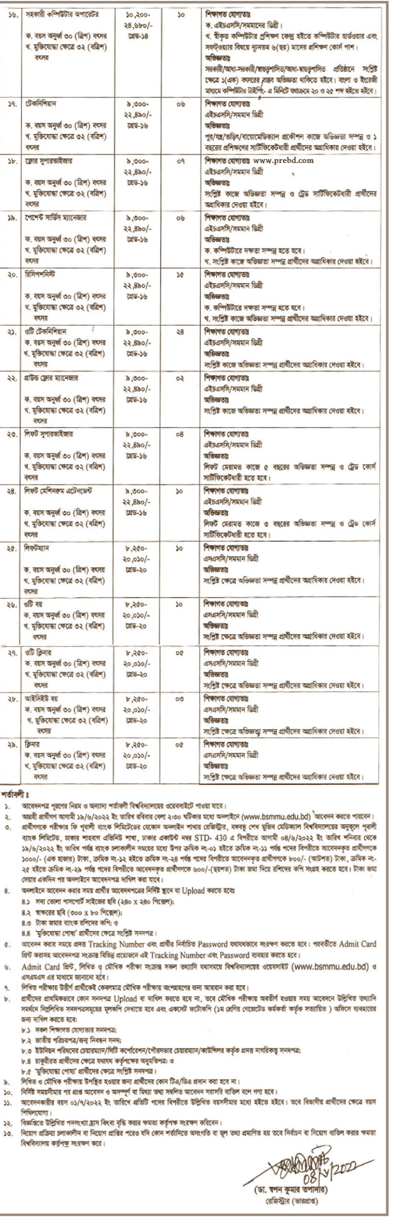 BSMMU Job Circular Image 02