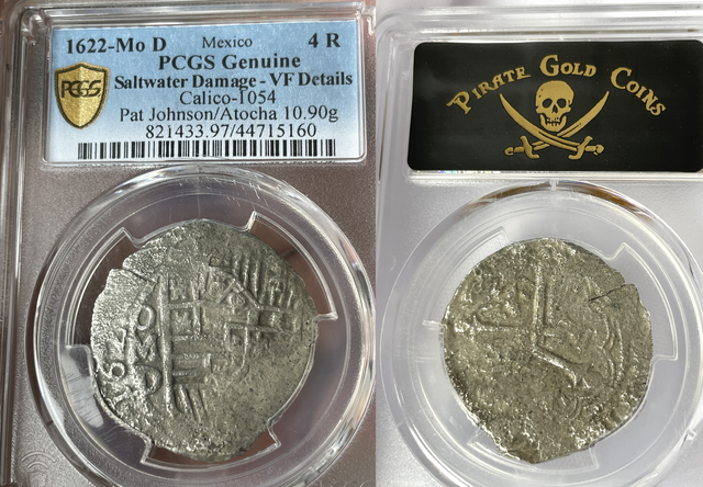 ATOCHA DATED 1622 MEL FISHER COA &TAG MEXICO 4 REALES PCGS PIRATE