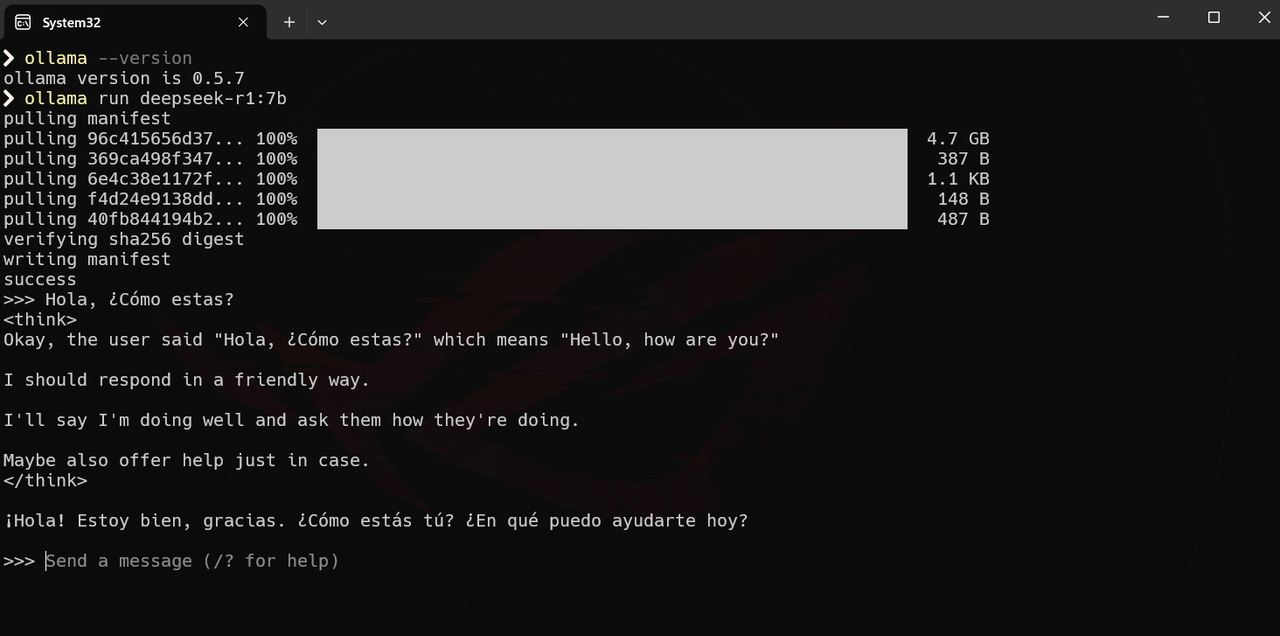 Interacción con DeepSeek R1