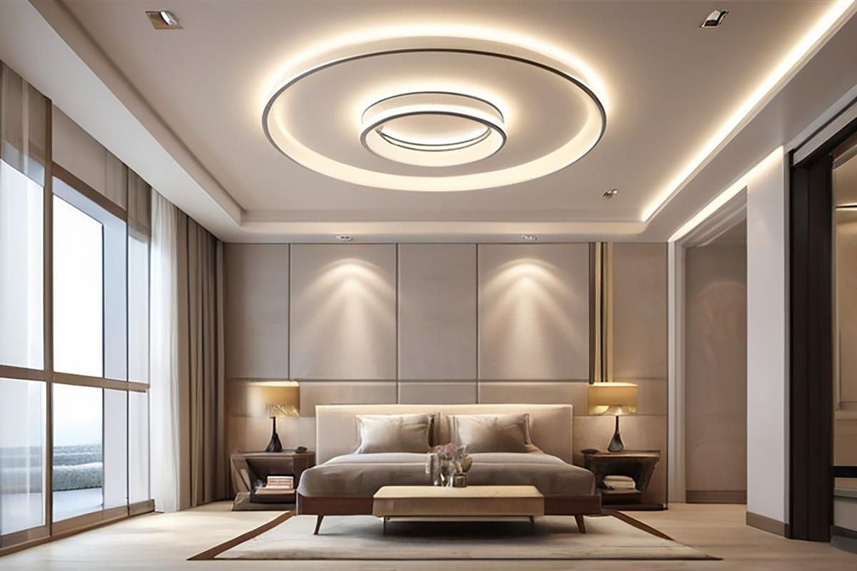 Modern Cloud Shaped POP Ceiling Design For Bedroom