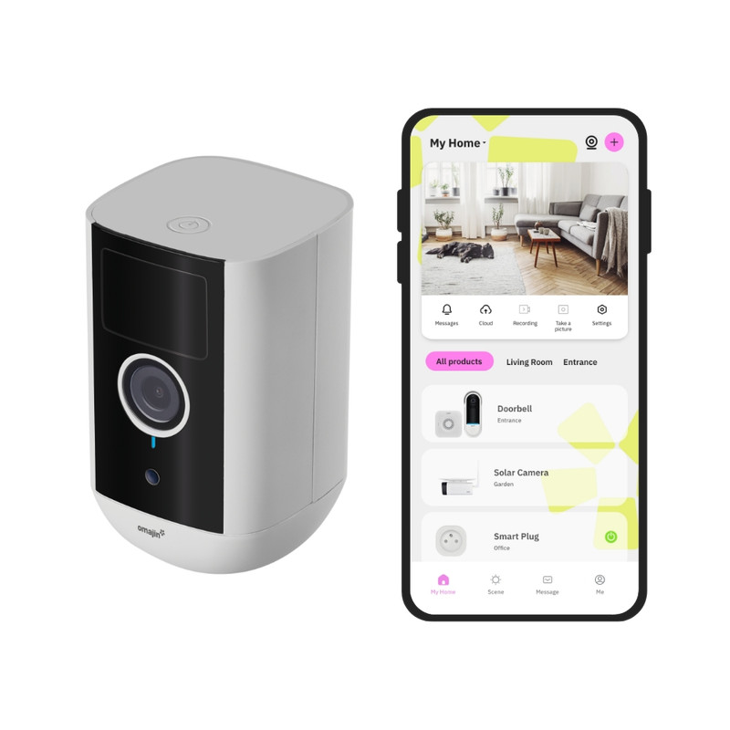 Image of OMAJIN by Netatmo, Videocamera di Sorveglianza Esterna e Interna wireless 2K, visione 140¬∞, IP65, SD/Cloud 64 GB, rilevamento movimenti/persone, batteria 9600mAh, audio bidirezionale, OWC-01