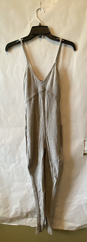 PRETTY LITTLE THING GREY BRUSHED RIB STRAPPY JUMPSUIT WOMENS UK8 US6