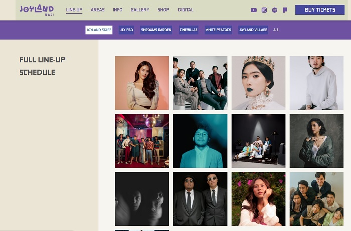 Line-up Joyland Festival