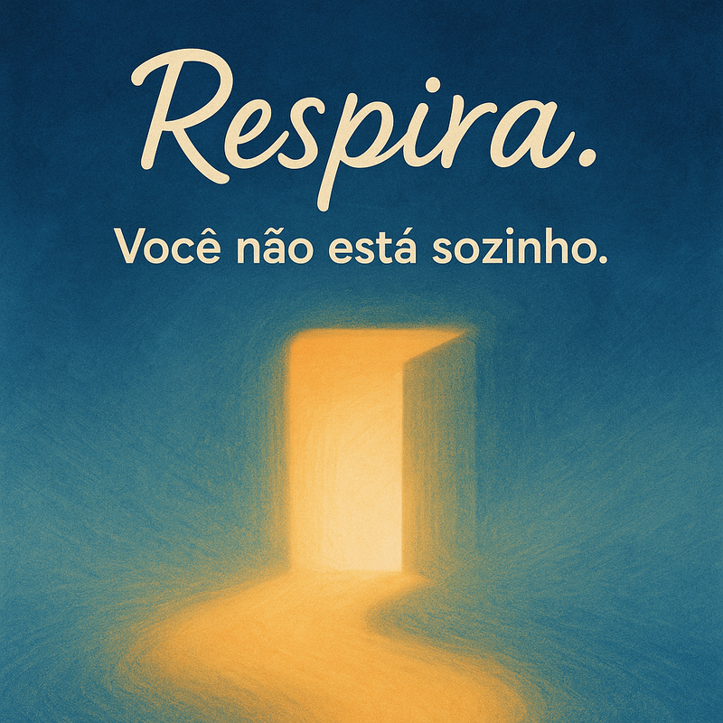 Ilustração com a frase Respira. Você não está sozinho.