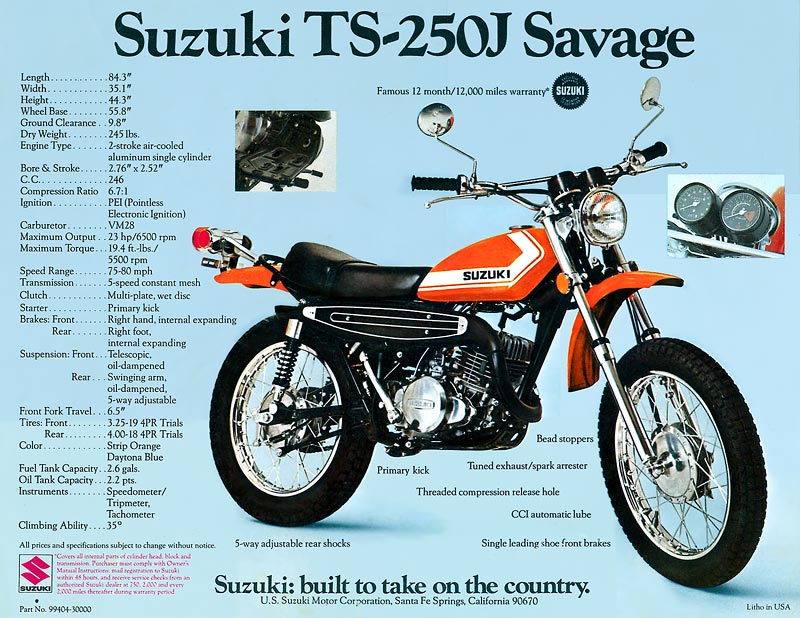 These are pioneer bikes of the dual sport class that we love 1972-TS250-J-brochure-800