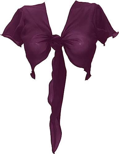 Women's Chiffon Choli Blouse Short Sleeve Tie Crop Top Shrug Belly Dance Gypsy - Bild 40 von 63