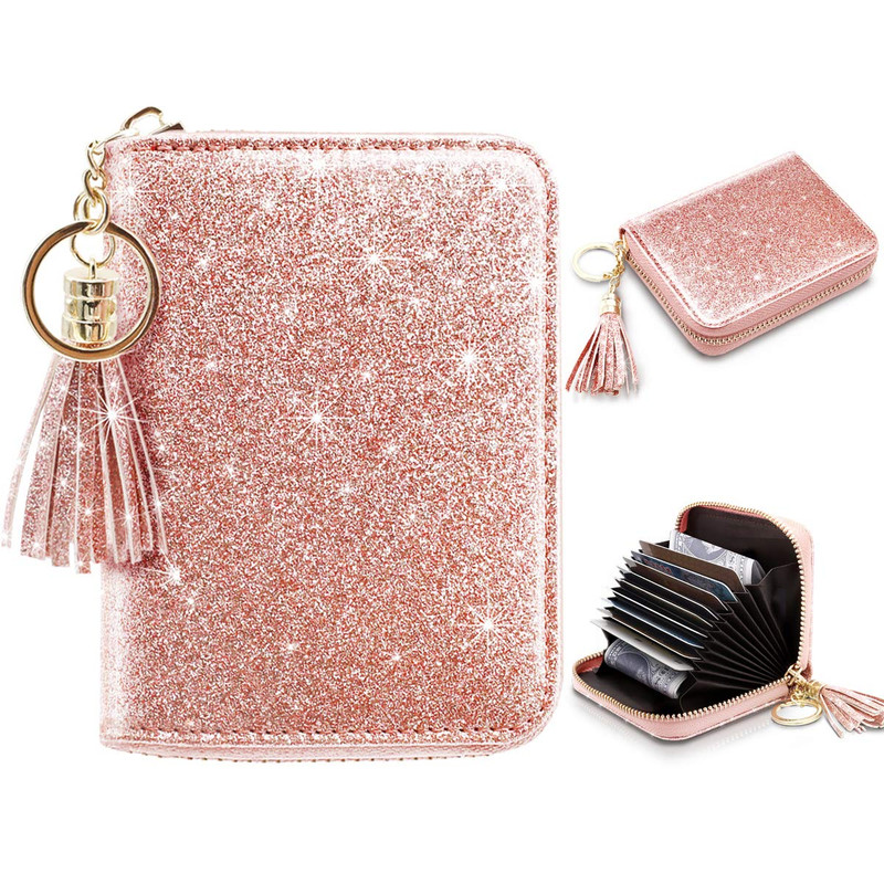 New Wallet Women ID Card Case for Girls RFID Glitter Cute Accordion Card Holder | eBay