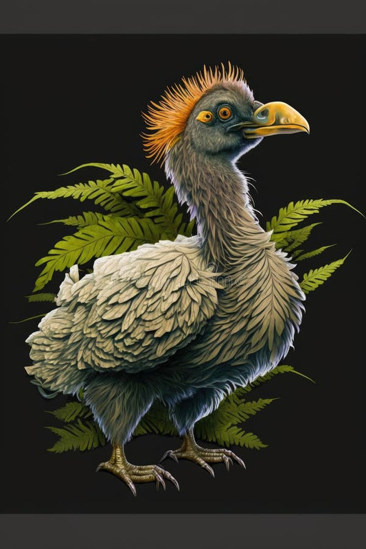 un-oiseau-dront-dodo-ou-raphus-cucullatus-éteint-en-latin-illustration-imaginaire-avec-des-plantes-à