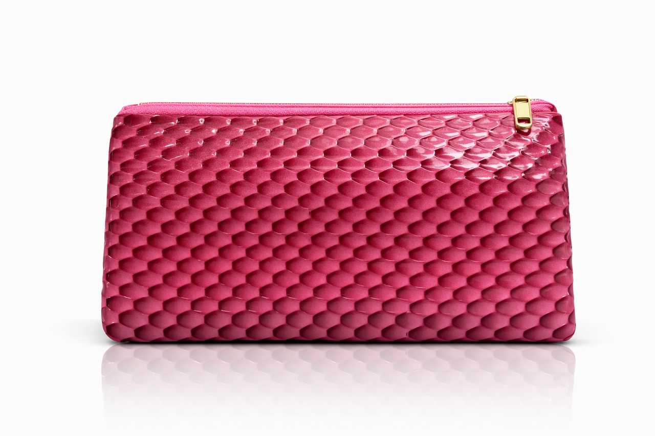Ladies Pink Textured Clutch Wallet