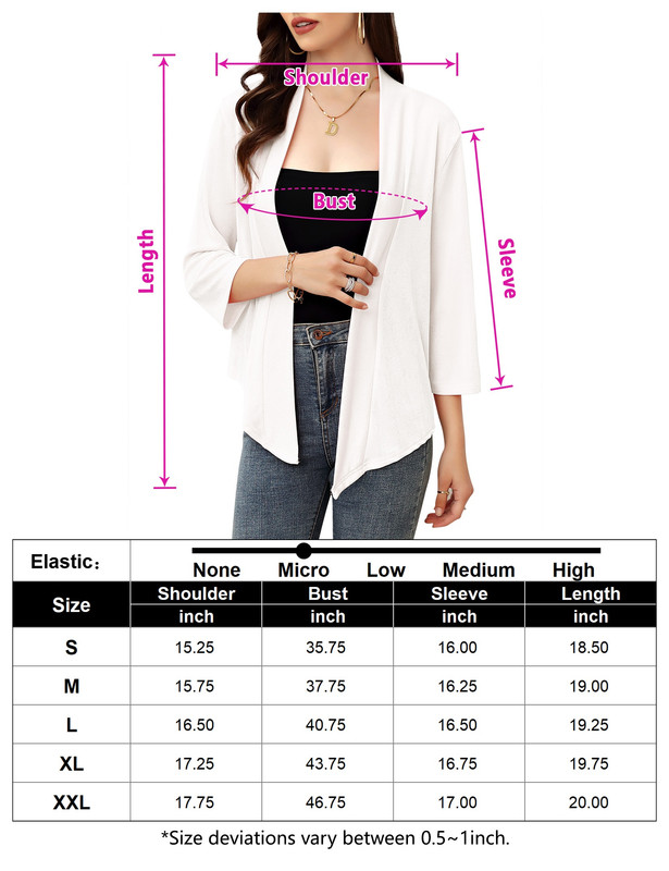 Women's Casual 3/4 Sleeve Tie Open Front Cardigans Sheer Draped Ruffles Cardigan - Picture 23 of 44