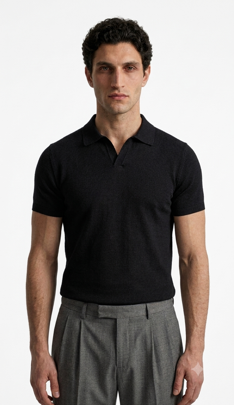 Black polo shirt